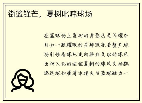 街篮锋芒，夏树叱咤球场